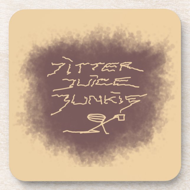 Dessous-de-verre Jitter Juice Junkie - café art sur latte brun. (Devant)