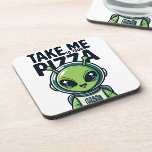 Dessous-de-verre Joli Alien Emmène-Moi à Ta Pizza Astronaute