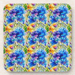 Dessous-de-verre Joli art floral bleu et jaune sur