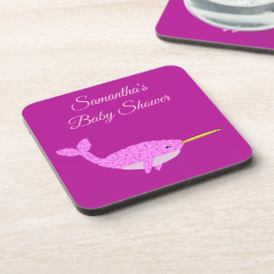 Dessous-de-verre Joli bébé rose fille Narwhal Baby shower personnal