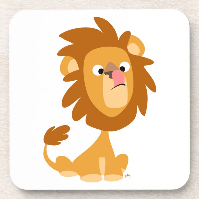 Dessous-de-verre Joli caricature Silly Lion Ensemble de Dessous de  (Devant)