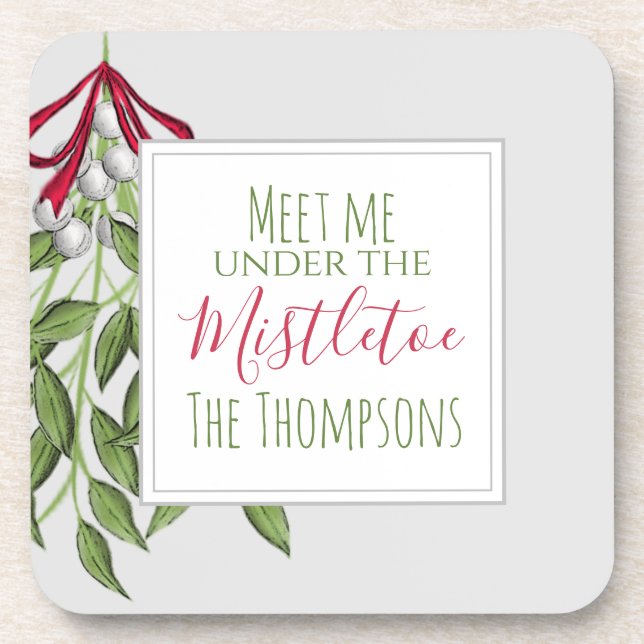 Dessous-de-verre Joli hiver Botanique de Noël Vert (Devant)