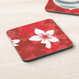 Dessous-de-verre Joli mélange de Motif à fleurs tropicales rouges