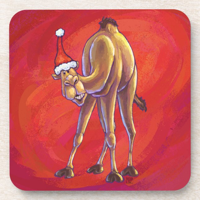 Dessous-de-verre Joli Noël Camel En Rouge (Devant)