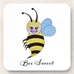 Dessous-de-verre Jolie Abeille Aquarelle Avec Un Bon Sourire