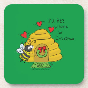 Dessous-de-verre Jolie Bee Christmas Drôle Cartoon de vacances