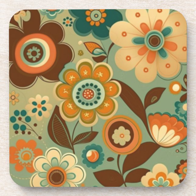 Dessous-de-verre Jolie fleurs vintages rétro (Devant)