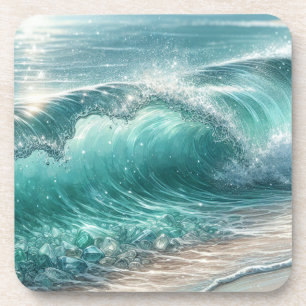 Dessous-de-verre Jolie vague bleue avec étincelles