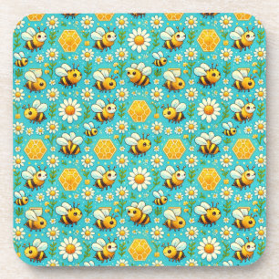 Dessous-de-verre Jolies abeilles à miel et marguerites