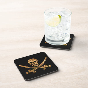 Dessous-de-verre Jolly roger d'or