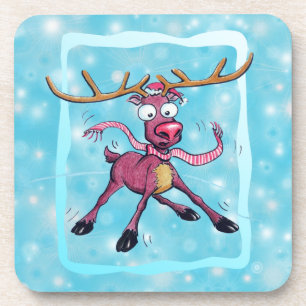 Dessous-de-verre Jote Deer sur la glace Vacances de Noël hiver Dess