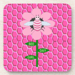 Dessous-de-verre Joyeuse Bee Day Girl rose Anniversaire Bumblebee