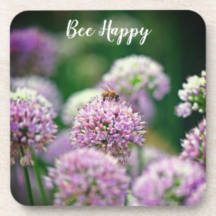Dessous-de-verre Joyeux anniversaire d'abeille avec Fleur Allium vi