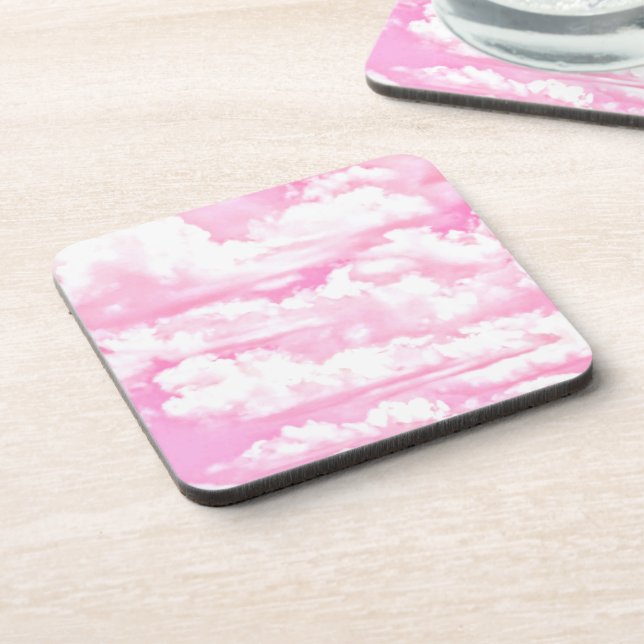 Dessous-de-verre Joyeux Fuchsia nuages roses (Côté gauche)