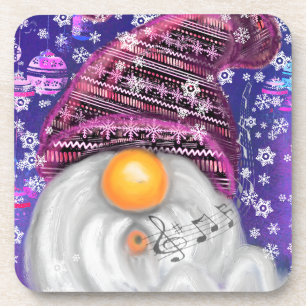 Dessous-de-verre Joyeux Gnome En Casquette Violet Chante Une Chanso