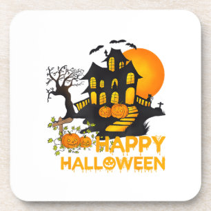 Dessous-de-verre Joyeux Halloween Citrouille Squelettique Maison Ha