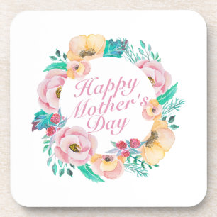 Dessous-de-verre Joyeux Joyeux Fête des Mères Fleur Wreath   DESSOU