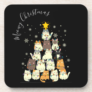 Dessous-de-verre Joyeux Noël Arbre à Chat