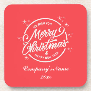 Dessous-de-verre Joyeux Noël & Bonne Année, Typographie Blanche