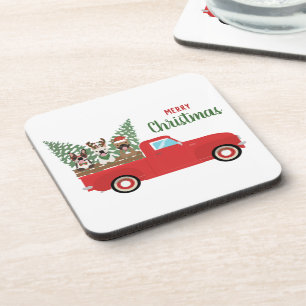 Dessous-de-verre Joyeux Noël Chiens de taureaux français Camion de 