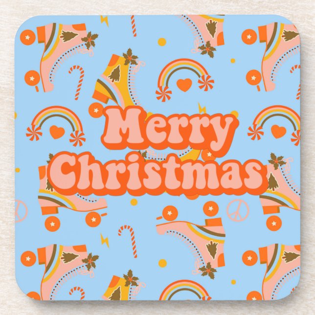 Dessous-de-verre Joyeux Noël les années 70 super disco motif (Devant)