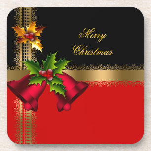 Dessous-de-verre Joyeux Noël Vacances Red Bells Black Gold
