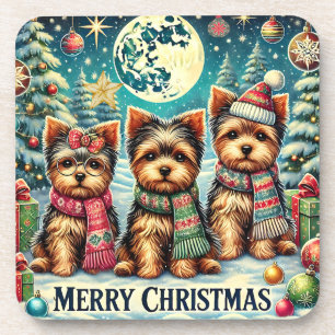 Dessous-de-verre Joyeux Noël vintage Terrier Yorskhire Yorkie
