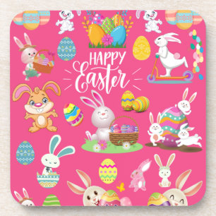Dessous-de-verre Joyeux Pâques, Amusants Souhaits De Lapin Et Oeufs