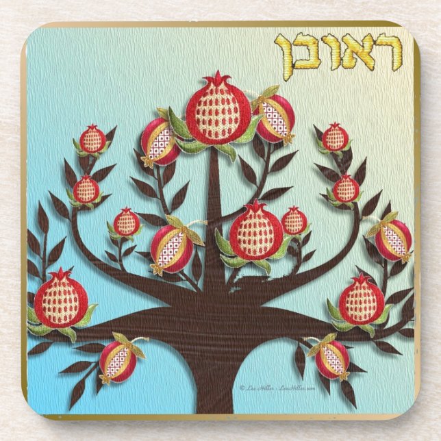 Dessous-de-verre Judaïque 12 tribus Israël Ruben (Devant)