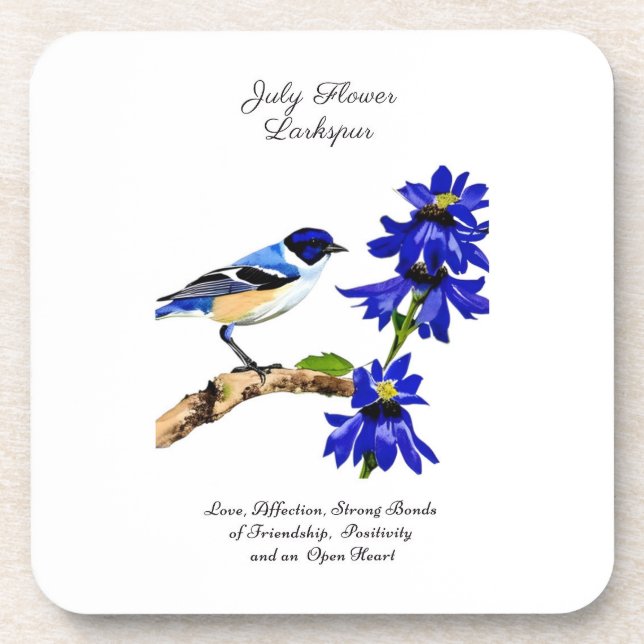 Dessous-de-verre Juillet Mois de naissance Fleur Bluebird et Larksp (Devant)