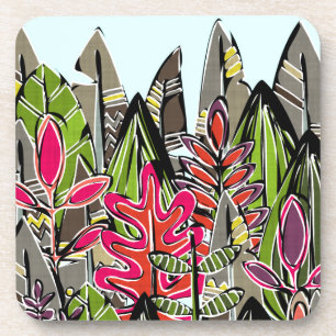 Dessous-de-verre jungle de feuilles et de plumes