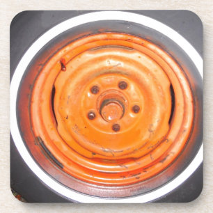 Dessous-de-verre Junk Yard vintage Roue, orange noir et blanc