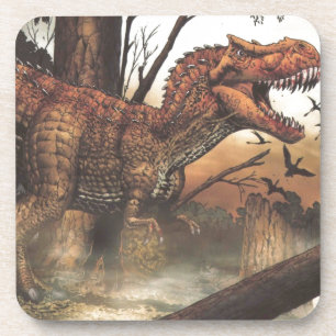 Dessous-de-verre Jurassic Journey : Dinosaure dans son habitat natu