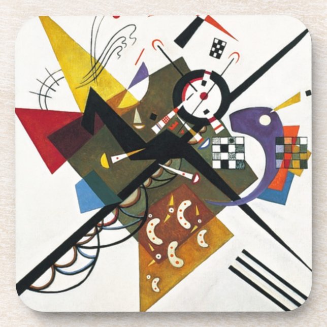 Dessous-de-verre Kandinsky Sur Blanc Deux Peintures Abstraites (Devant)