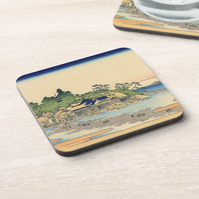Dessous-de-verre Katsushika Hokusai Enoshima dans la province de Sa (Côté gauche)