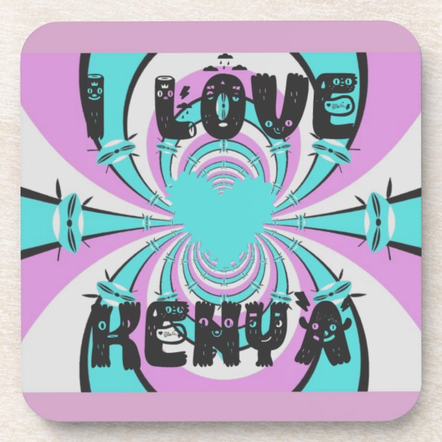 Dessous-de-verre Kenya Heart Art : I Love Kenya (Devant)