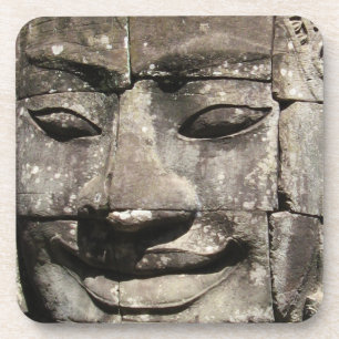 Dessous-de-verre Khmer Stone Face ... Temple de Bayon, Cambodge