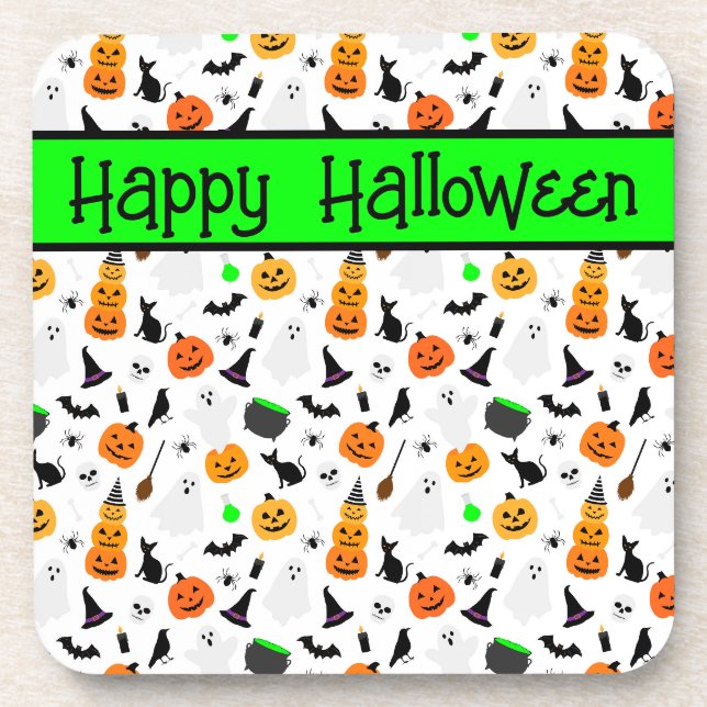 Dessous-de-verre Kid Halloween Ghost Citrouille Black Chat Personna (Devant)