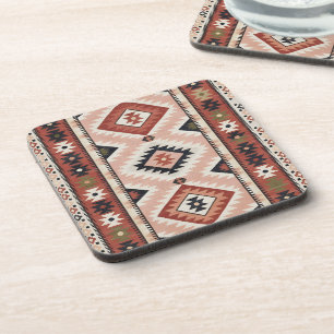 Dessous-de-verre Kilim Tribal Sud-Ouest Géométrique en Terracotta