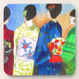 Dessous-de-verre Kimono de printemps art japonais Geisha
