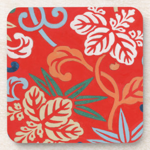 Dessous-de-verre Kimono japonais kimono rouge design floral