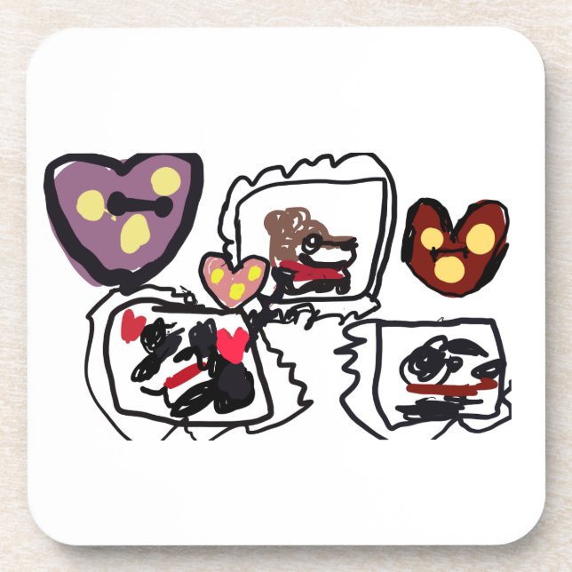 Dessous-de-verre King Charles Spaniel hearts  (Devant)