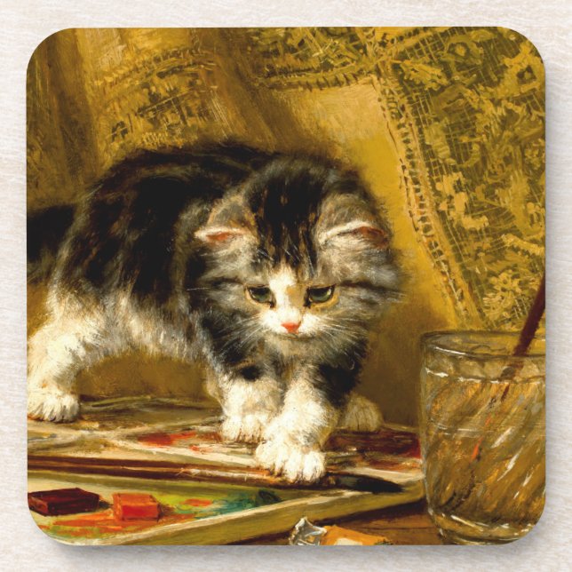 Dessous-de-verre Kitten avec peinture et brosses (Devant)
