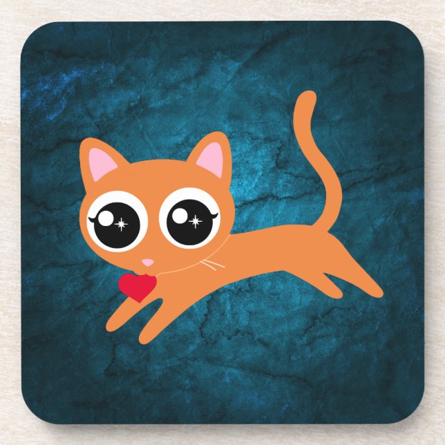 Dessous-de-verre Kitty Cat Heart Thief Cute Cadeau (Devant)