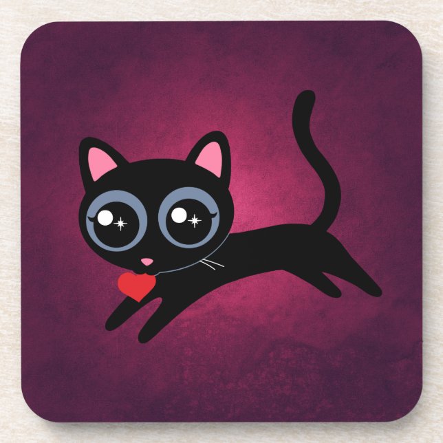 Dessous-de-verre Kitty Cat Heart Thief Cute Cadeau (Devant)