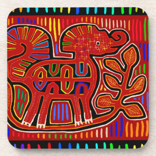 Dessous-de-verre Kuna Indian Baby Elephant - Mola Folk Art