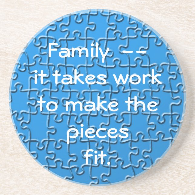 Dessous de verre - La famille prend le puzzle du t (Devant)