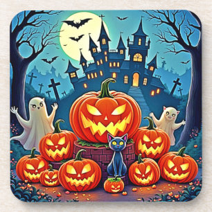 Dessous-de-verre La nuit d'Halloween : Art amusant et effrayant