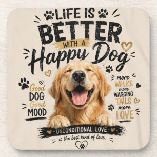 Dessous-de-verre La vie est meilleure avec un design de chiens heur