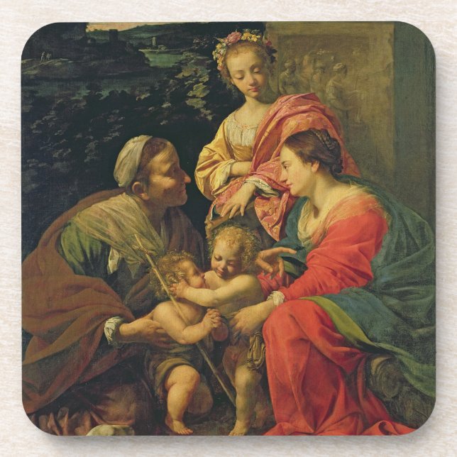 Dessous-de-verre La Vierge et l'enfant avec St Elizabeth, l'Infan (Devant)